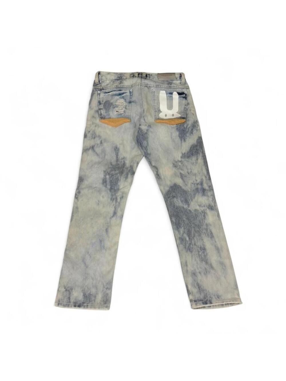 Kello jeans light wash denim jeans with printed logo on back